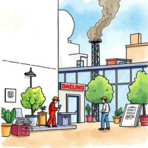 Illustration of a facility scene emphasizing safety and emergency preparedness training.