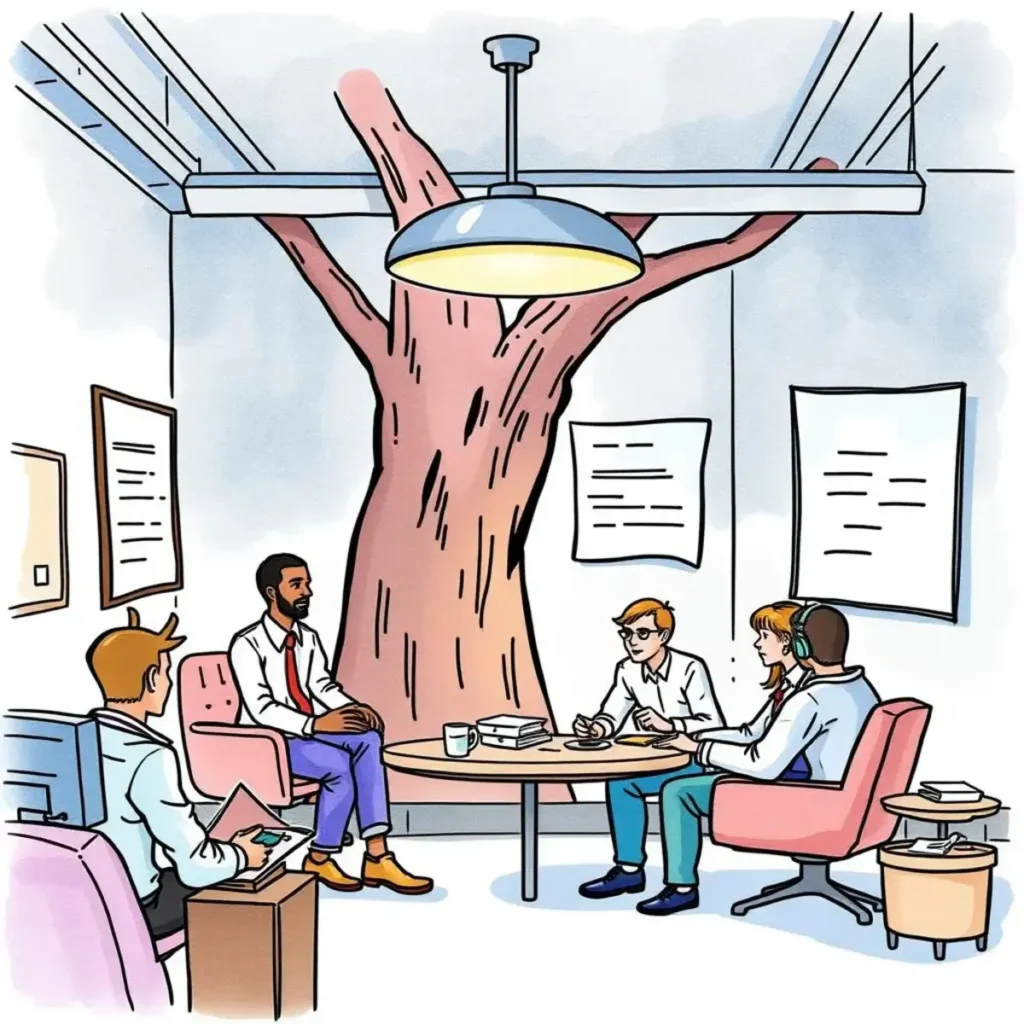 Candidate sourcing strategy guide: Outline sources for potential hires 1 A group of HR professionals discussing candidate sourcing strategies in a modern office setting