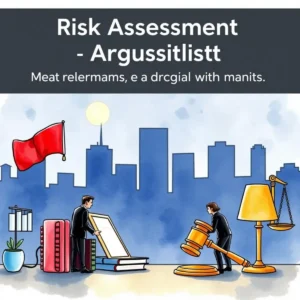 Case law extractor: Summarize relevant case law for quick understanding 5 Risk assessment scene featuring legal elements like gavel and books, representing Case Law Extractor tool at work.