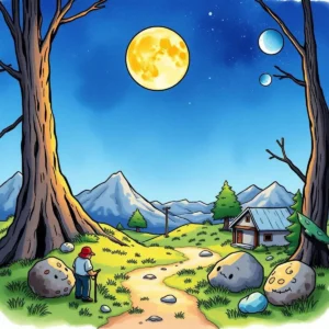 Illustration of a person analyzing proposals in a scenic landscape.