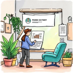 Person analyzing financial data in a cozy office setting.