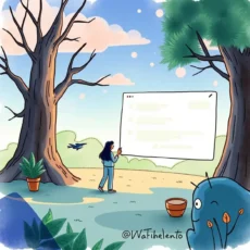 A person using a tool in a scenic outdoor setting.