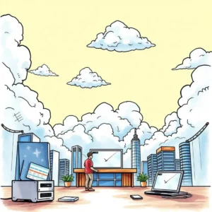 A professional evaluating cloud costs in a modern urban setting.