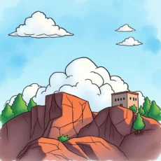 Illustration of a mountain landscape symbolizing cloud efficiency and optimization.