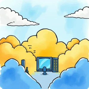Contract summary creator: Generate concise contract summaries for vendors 4 Person using technology in a vibrant cloud environment, symbolizing cloud management.