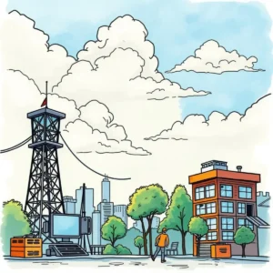 Vendor evaluation generator: Create detailed vendor assessment reports 3 A person walking in an outdoor setting with a tower and city skyline in the background