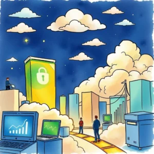 Vulnerability Trend Analysis Generator in a cloud security setting with IT professionals and data visuals