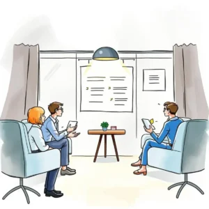 Coaching session assistant: Draft structured agendas for coaching sessions 2 A group of professionals discussing structured agendas in a coaching session setting