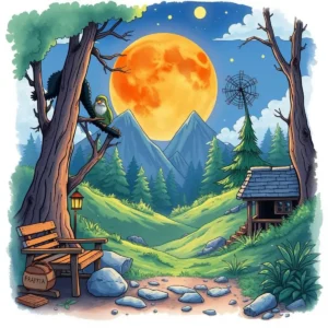 Color palette suggestion tool: Get color ideas based on descriptive text 9 A serene nature scene with vibrant colors and moonlit landscape.