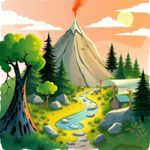 Evaluation criteria generator: Create criteria for environmental evaluations 8 Scenic landscape depicting environmental elements for impact evaluation tools.