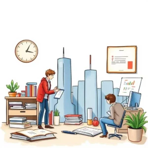 Two analysts discussing compensation trends in a modern office setting.