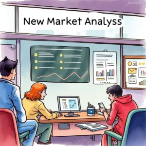 Competitor analysis text parser: Parse and analyze competitor feedback data 6 Team analyzing competitor feedback data for market insights.