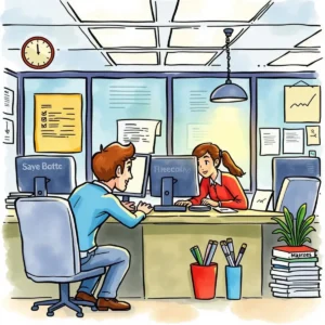 Customer support team analyzing customer complaints in an office setting.