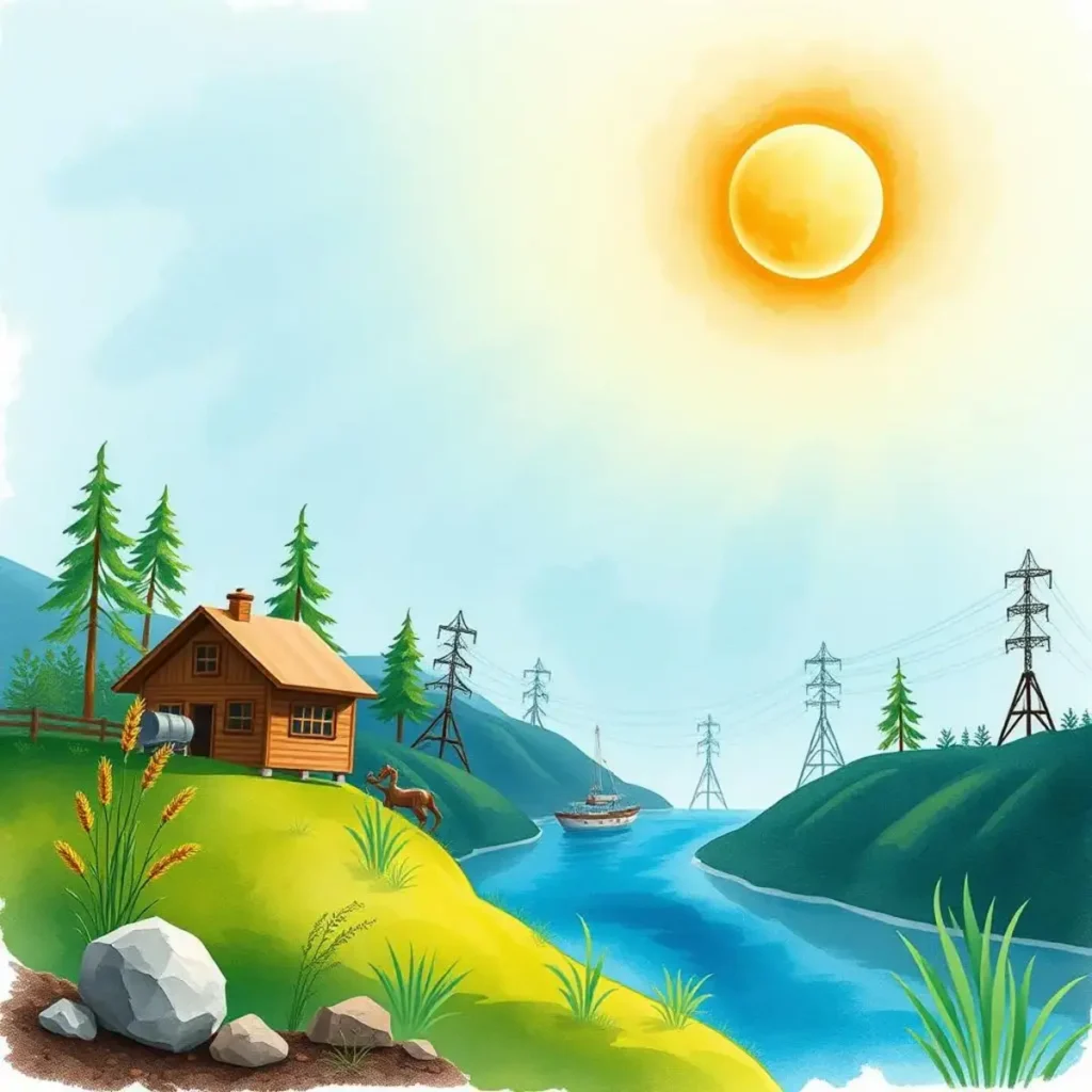 Training log generator: Create training records for compliance 1 A scenic landscape featuring a cozy cabin, river, and power lines, symbolizing compliance and safety.