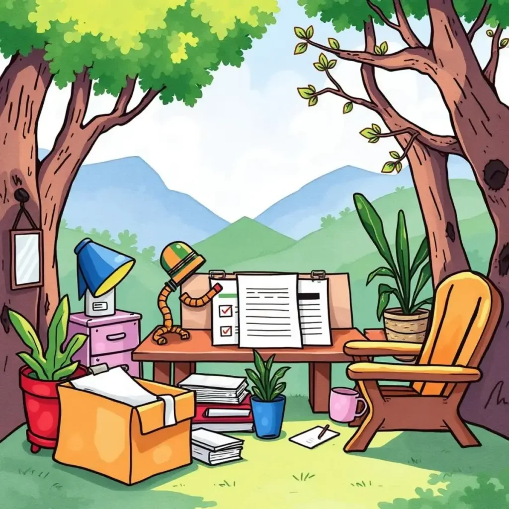 Inspection criteria generator: Develop specific criteria for inspections 1 A serene workspace in nature with checklists, plants, and office supplies for inspections