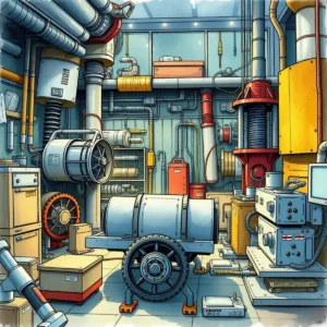 Innovative engineering workspace with design tools and machinery for conceptual design projects