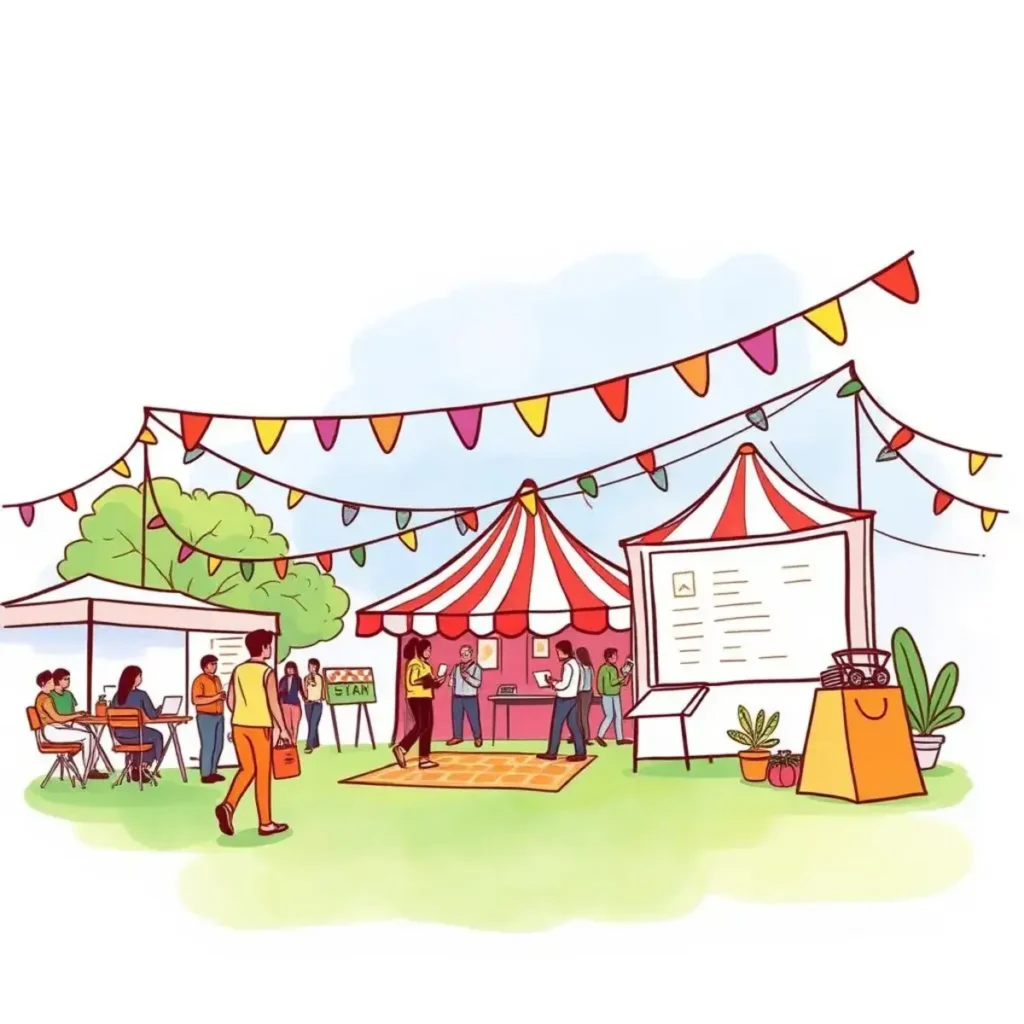 Content calendar organizer: Plan marketing content by date and event 1 Colorful outdoor event showcasing marketing strategies and event planning.