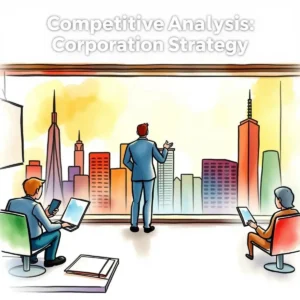 Contextual assistant: Provide contextual explanations for competitive insights gathered 1 Professionals analyzing competition and strategy through city skyline view.