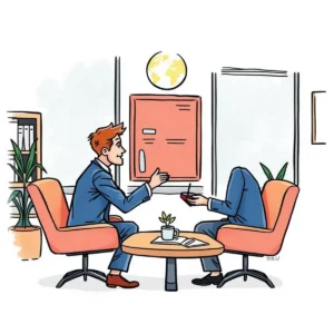 Contract Clause Checker tool illustrated with professionals discussing contract details.