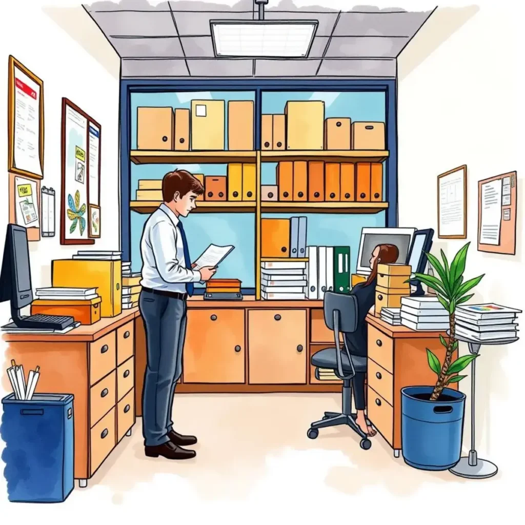 Contract obligation checker: Outline obligations from agreements 1 Professional office setting with a person reviewing contracts and documents.