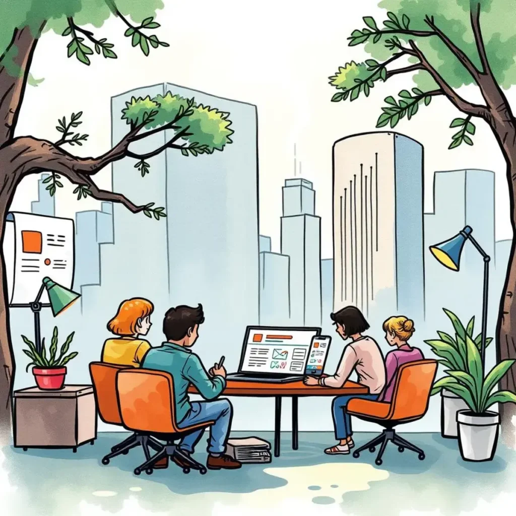 Survey design consultant: Generate expert tips for effective survey creation 1 Professionals collaborating on effective survey design strategies outdoors.