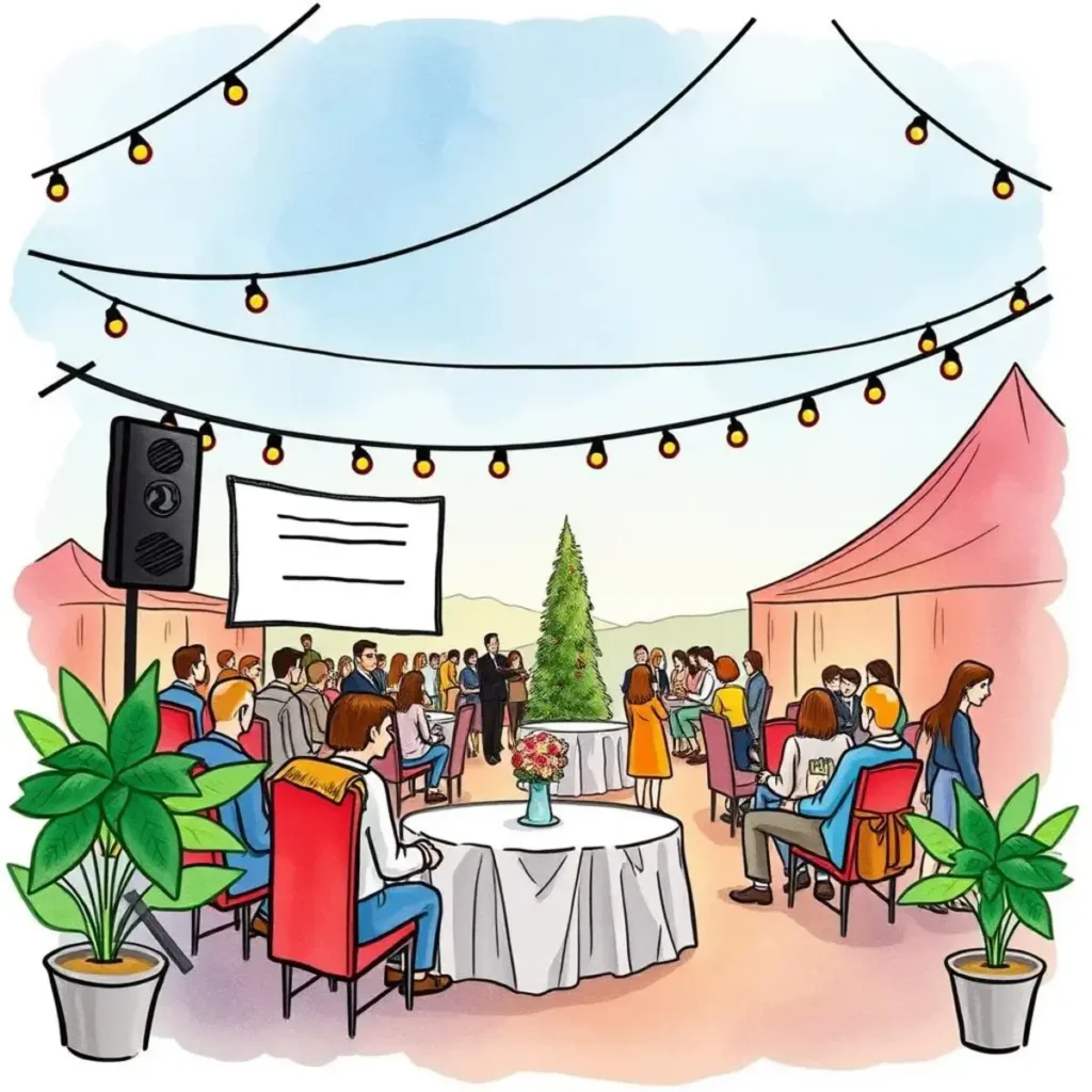 Custom question designer: Create tailored questions for event registrations 1 Custom Question Designer tool in a vibrant outdoor event setup with attendees engaging in discussions