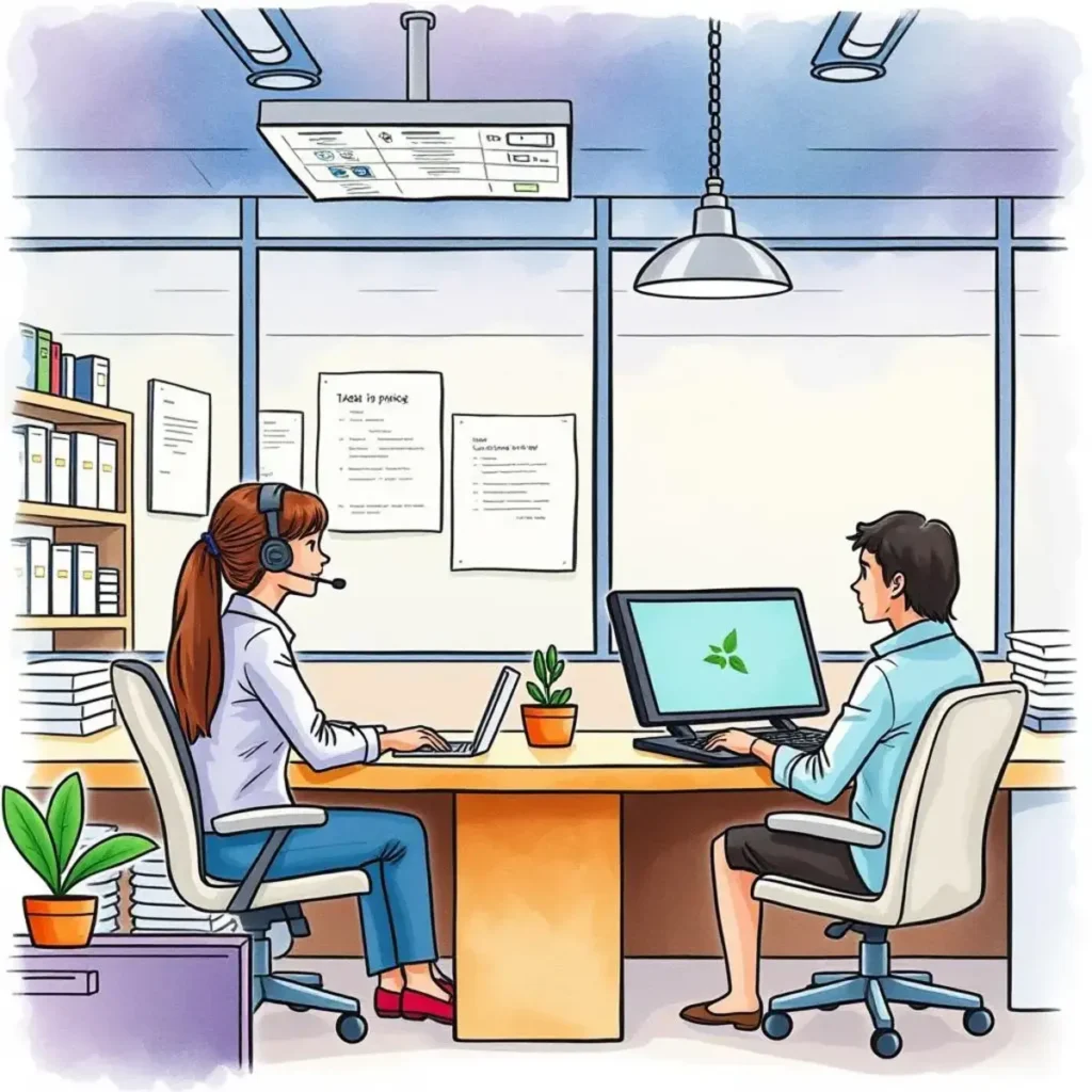 Usage instruction generator: Create usage guidelines for services/products 1 A customer service representative assists a caller using a laptop in a modern office setting.