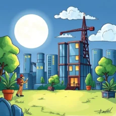 A sales analyst examines customer data in an urban landscape.