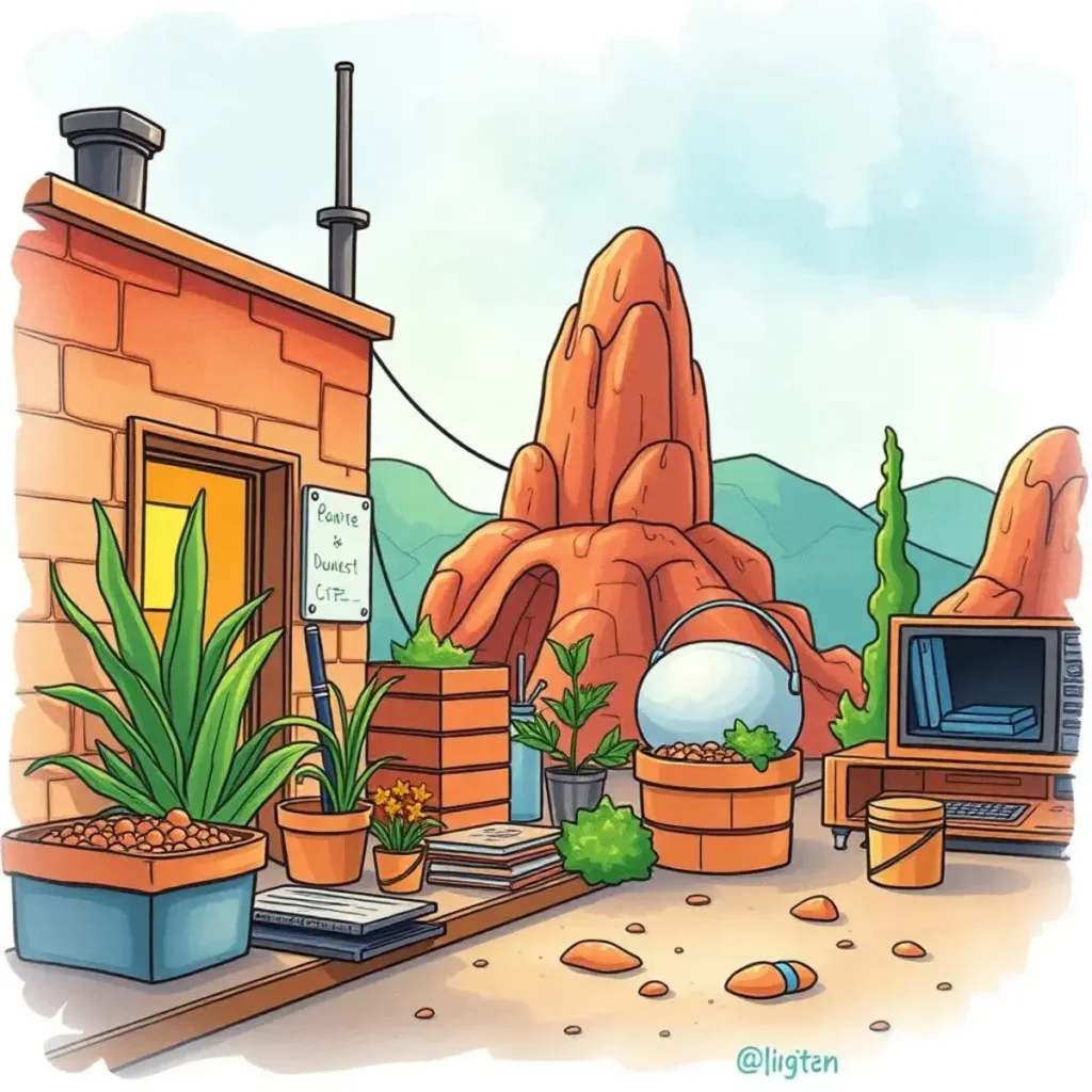 Data input aggregator: Streamline your data collection process automatically 1 Colorful outdoor workspace with plants, technology, and natural scenery.