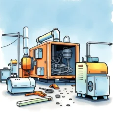 Illustration of machinery and tools for maintenance data collection.
