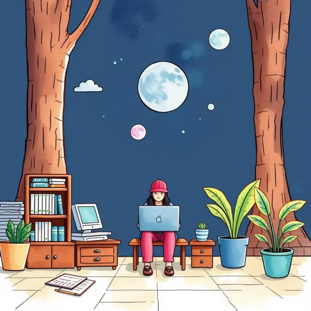 Data retention guidelines creator: Formulate effective data handling guidelines 1 A person creating data guidelines in a tranquil, nature-inspired setting.