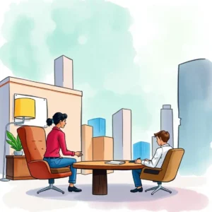 Cash flow impact analyzer: Assess cash flow effects on debt obligations 4 Two professionals discussing cash flow management strategies in a modern office setting.