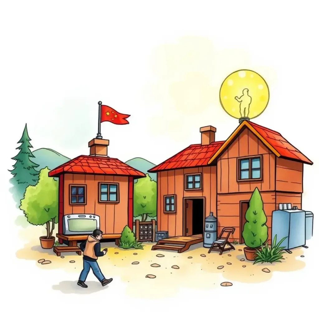 Code documentation enhancer: Suggest documentation improvements based on code analysis 1 Two wooden houses in a rural setting with a person walking by.
