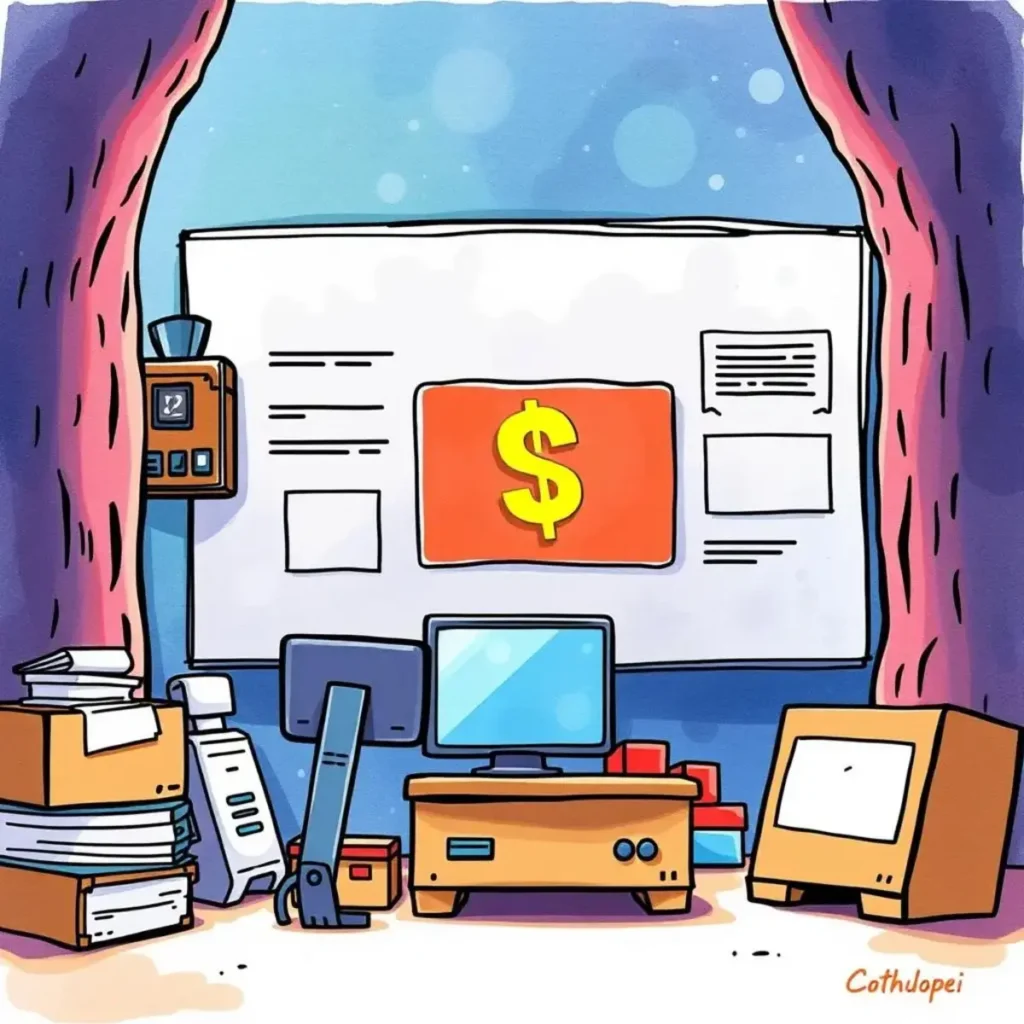 Staging communication enhancer: Improve communication around staging activities 1 A modern office setting for staging communication enhancement with technology and paperwork stacked around.