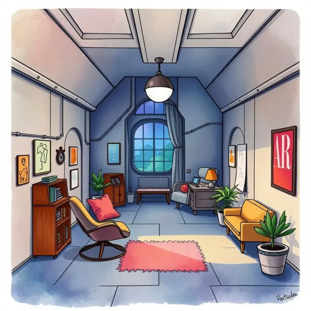 Design iteration facilitator: Propose revisions based on user input 1 A modern space design illustrating a cozy, functional room layout.