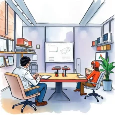 Concept Communication Assistant tool displayed in a design review meeting with engineers