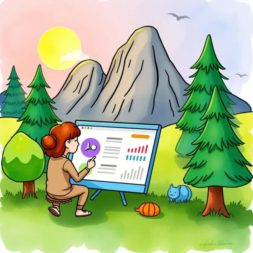 Feedback analysis generator: Summarize customer feedback from campaign results 1 Person analyzing customer feedback data outdoors with mountains in background.
