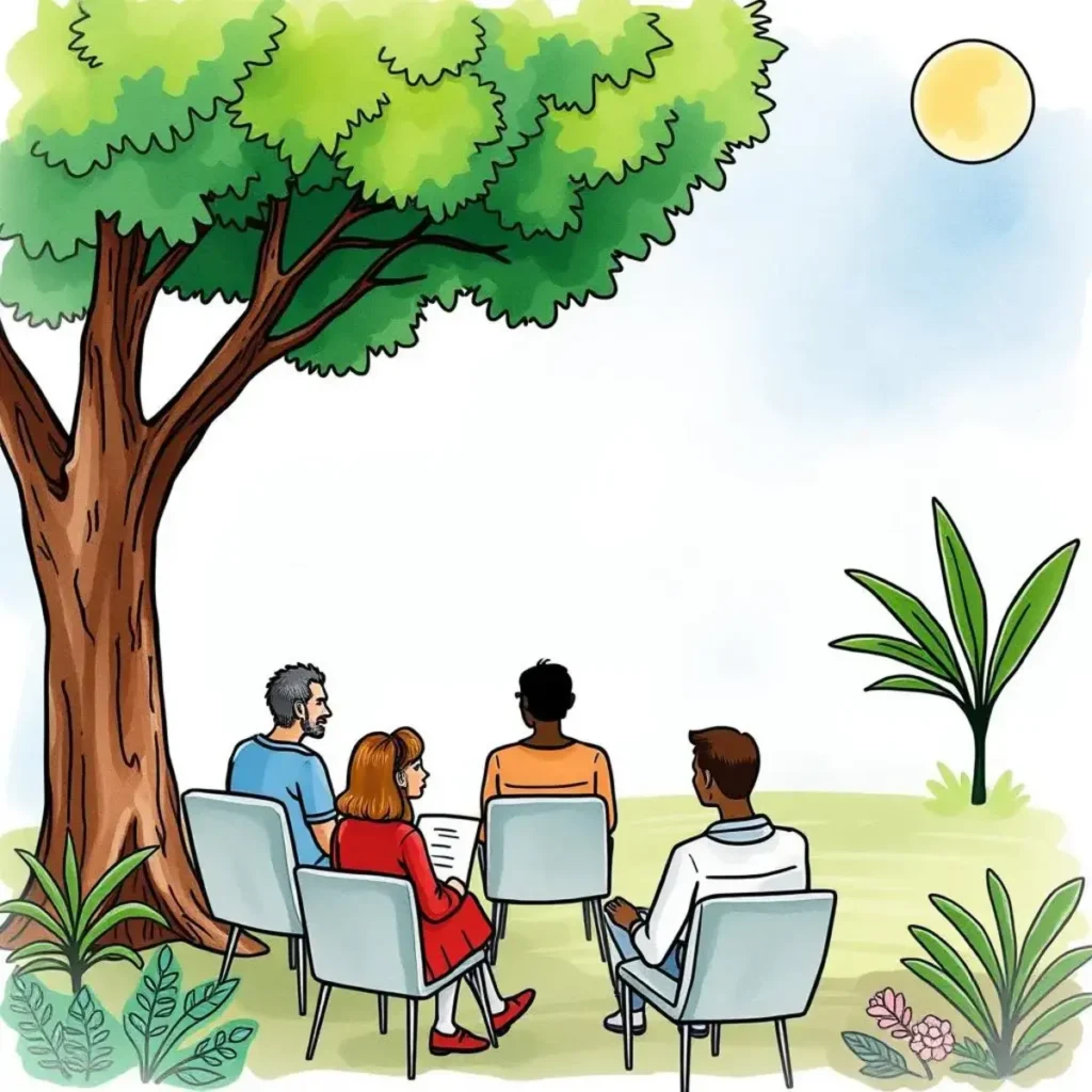 Diversity training module designer: Develop customized diversity training modules easily 1 Group of people engaged in diversity training outdoors.
