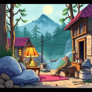 A serene outdoor scene depicting a writer brainstorming ideas.