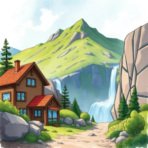 Draft polisher: Optimize recommendation drafts for clarity and coherence 1 A serene mountain landscape featuring a wooden house, waterfall, and lush greenery