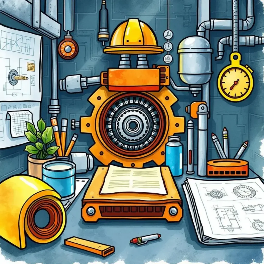Drawing organizer: Streamline categorization of technical drawings 1 A workspace featuring technical drawing tools and an engineering device.