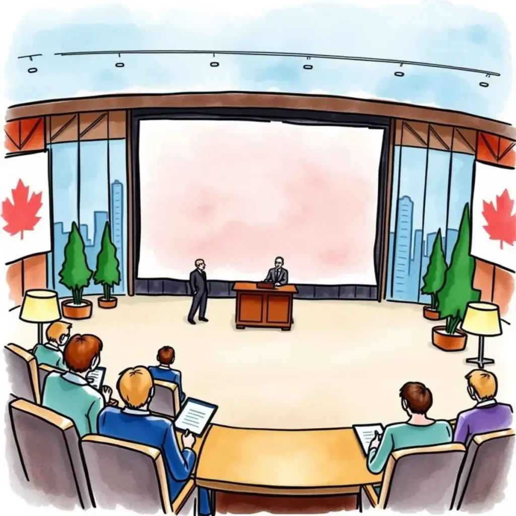 Earnings response analyzer: Generate summaries of investor feedback 1 Business presentation with audience focused on a speaker in a corporate setting.