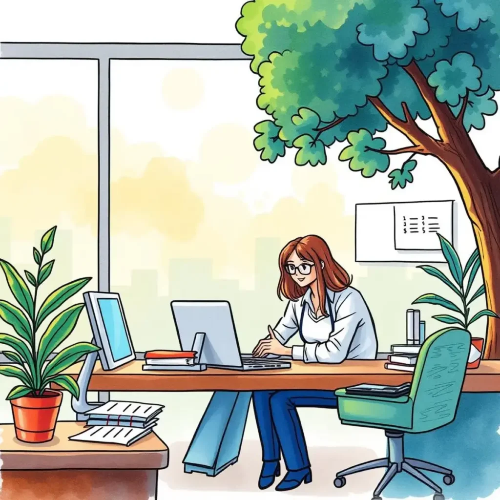 Compensation data formatter: Structure payroll data for consistency 1 Professional setting depicting a person structuring payroll data at a desk.