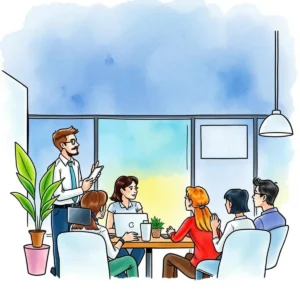 Work-Life Harmony Feedback Tool in a team meeting