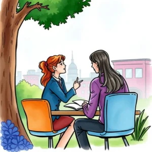 Employee Performance Notetaker tool in action during a performance discussion outdoors