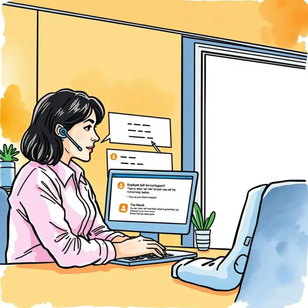Response tone adjuster: Modify feedback responses for tone and clarity 1 Employee using a computer to adjust feedback response tone in hr.