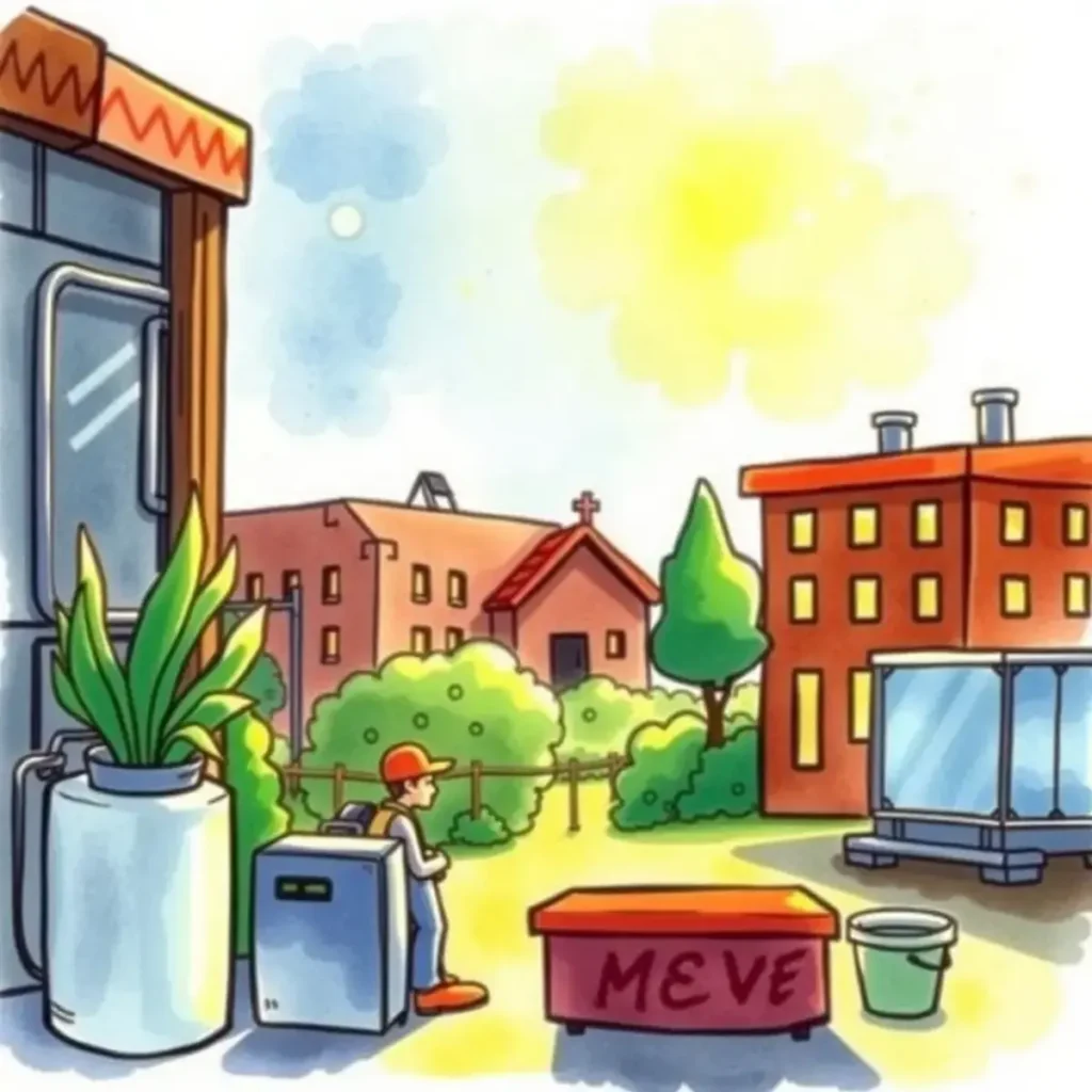 Energy management task tracker: Keep track of ongoing energy management tasks and responsibilities 1 Colorful illustration of an energy management technician managing outdoor tasks.