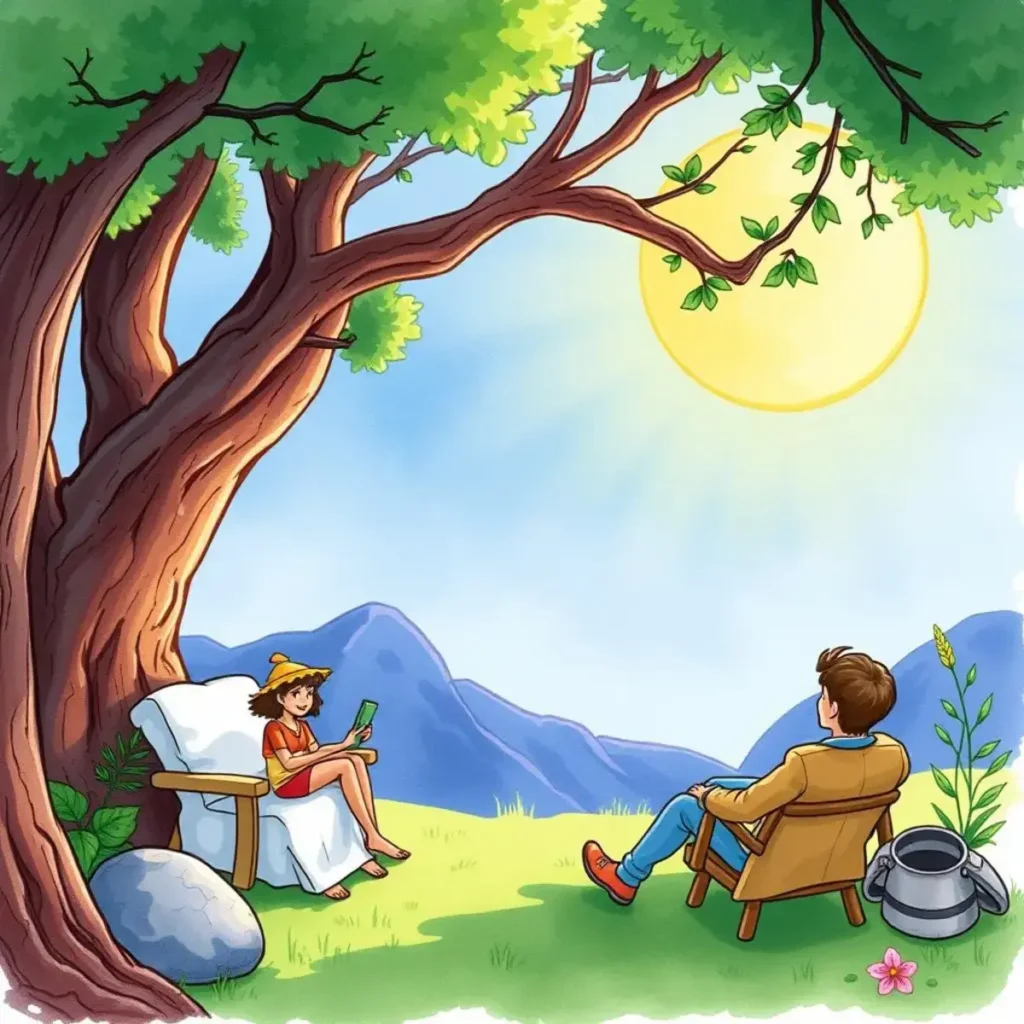 Engagement format selector: Choose formats that maximize audience interaction 1 A relaxed outdoor scene with two people enjoying nature together.