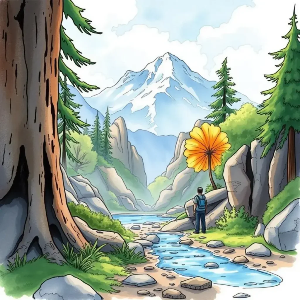 Assessment summary creator: Summarize follow-up assessment findings effectively 1 A serene landscape depicting a river, mountains, and a man observing nature’s beauty in a tranquil setting.