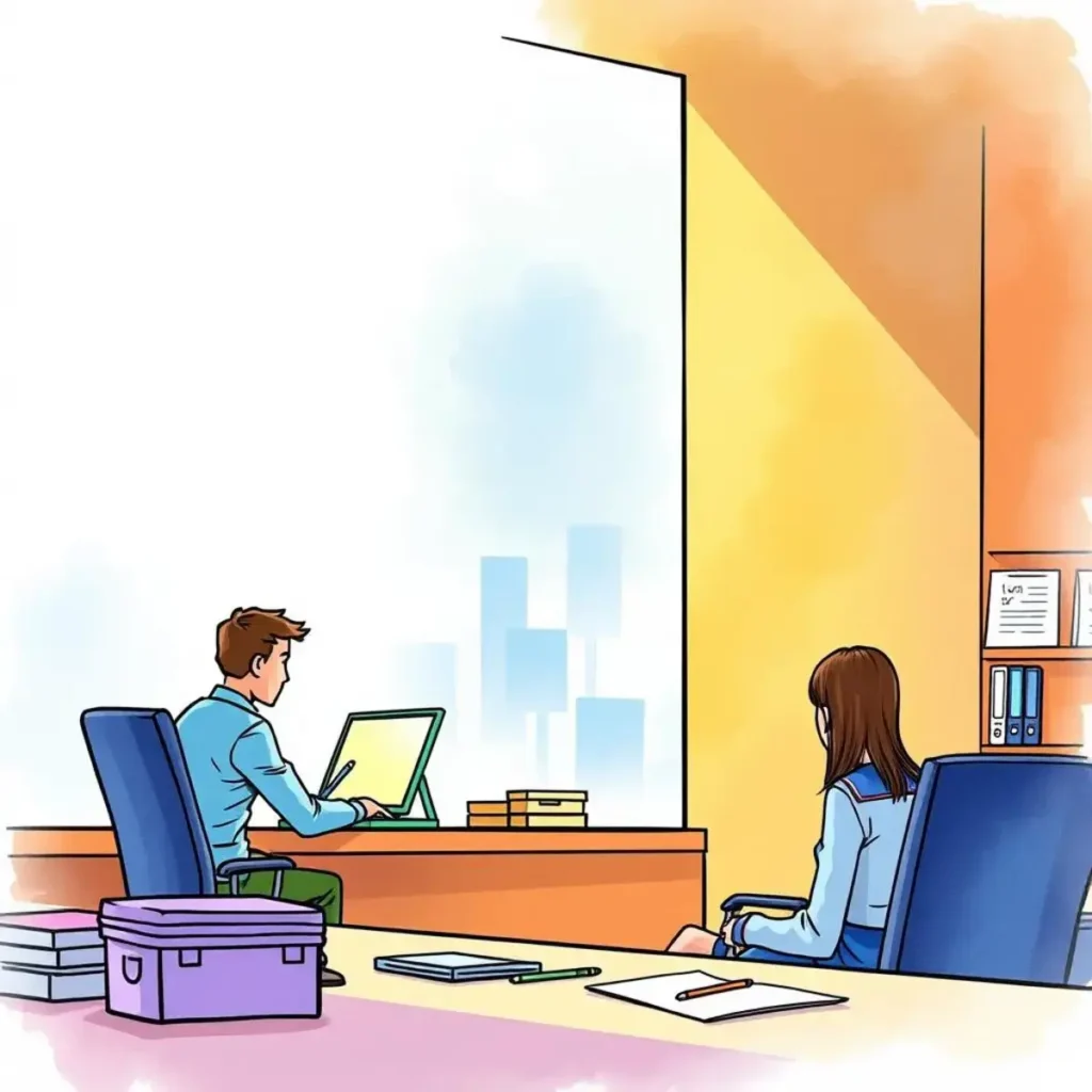 Outcome analysis generator: Analyze and report on escalation trends and outcomes 1 Outcome Analysis Generator in use by two professionals in an office setting focused on escalation management.